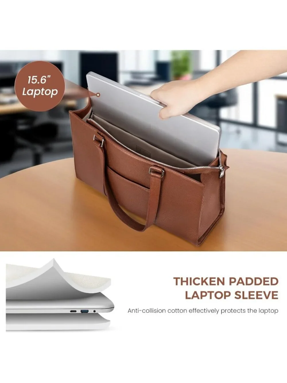 Women Z2-cognac  Brown Leather Shoulder Satchel Laptop Compartment Bag